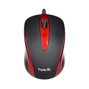 MOUSE USB HAVIT COLOR NEGRO-ROJO