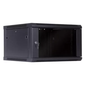Gabinete de Pared de 6RU, puerta de vidrio, color Negro, 368x600x600mm **