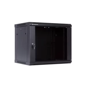 Gabinete de Pared de 9RU, puerta de vidrio, color Negro, 501x600x600mm  **