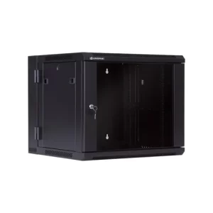 Gabinete de Pared de tipo Abatible de 9RU, color Negro, puerta de vidrio, 501x600x550mm  **