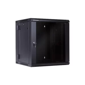 Gabinete de Pared de tipo Abatible de 12RU, color Negro, puerta de vidrio, 635x600x550mm  **