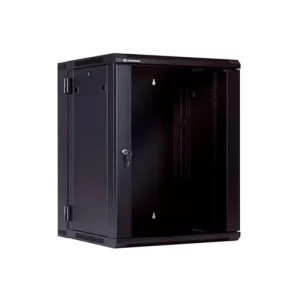 Gabinete de Pared de tipo Abatible de 15RU, color Negro, puerta de vidrio, 789x600x550mm  **