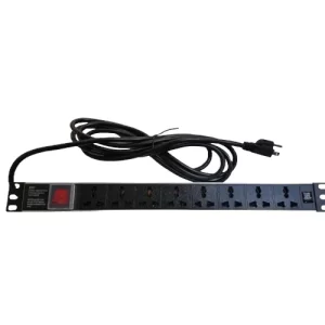Multitoma Eléctrica 8 tomas IEC C13 Línea a Tierra Horizontal Aluminio con enchufe C14, 1U, 3M cable