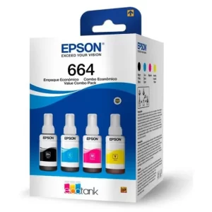 Pack botellas tintas Epson® T664, 4 colores negro, cian, magenta, amarillo para L575, L220, L121