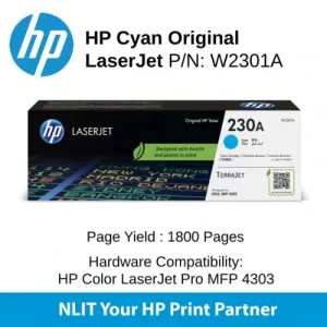 TONER HP 230A Cyan P/Laserjet Color Pro 4203dw y MFP 4303fdw
1.800 páginas aproximadamente