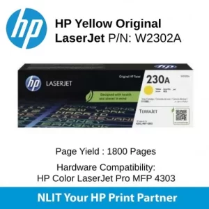 TONER HP 230A Yellow P/Laserjet Color Pro 4203dw y MFP 4303fdw
1.800 páginas aproximadamente