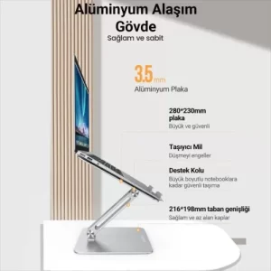 SOPORTE AJUSTABLE PLATEADO PARA LAPTOP