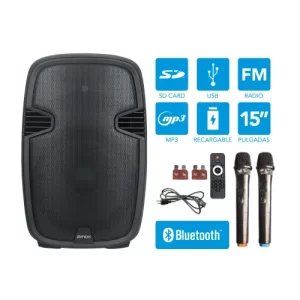 PARLANTE ALTAVOZ 15"+ 2 MICRÓFONOS UHF