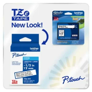 TZES941G Cinta de etiquetas laminadas adhesivas fuertes con impresión negra P-touch TZeS941 sobre plata mate