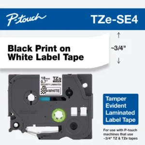 Cinta de seguridad texto negro sobre fondo blanco 18mm x 8mts