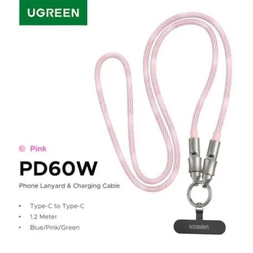 CABLE Y CORREA LANYARD 2EN1 60W ROSA